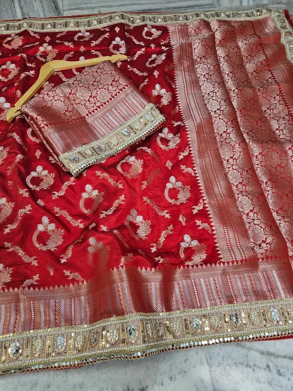 Bridal Viscose Saree with Heavy Lace Work