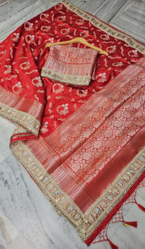 Bridal Viscose Saree with Heavy Lace Work