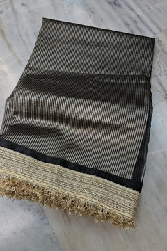 Tissue Saree with Mirror Lace Work