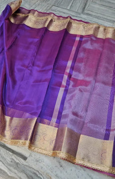 Tissue Saree with Mirror Lace Work