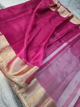 Tissue Saree with Mirror Lace Work