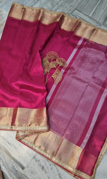 Tissue Saree with Mirror Lace Work
