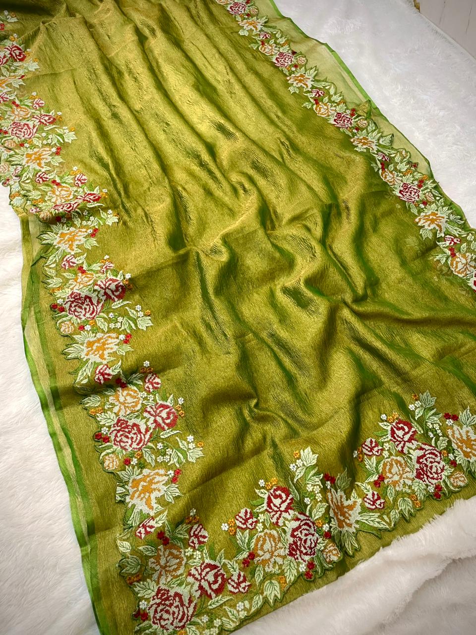 Tissue Saree with Embroidery