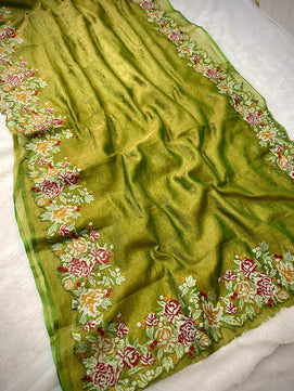 Tissue Saree with Embroidery