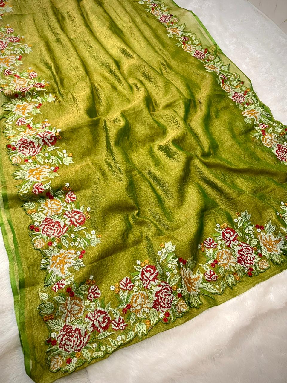 Tissue Saree with Embroidery