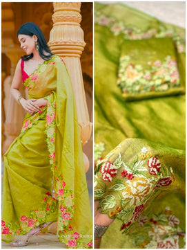 Tissue Saree with Embroidery