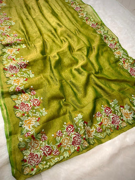 Tissue Saree with Embroidery