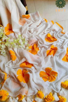 Mulmul Cotton Saree with Hand Painting
