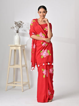 Mulmul Cotton Saree with Hand Painting