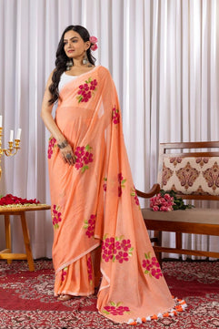 Mulmul Cotton Saree with Hand Painting