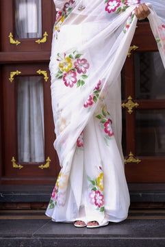 Mulmul Cotton Saree with Hand Painting