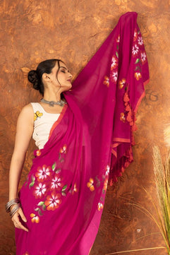 Mulmul Cotton Saree with Hand Painting