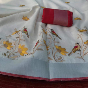 Linen by Linen Saree with Embroidery