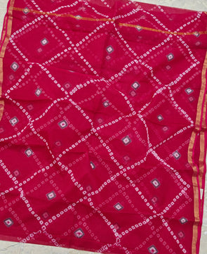 Kota Doria Pure Cotton Hand Bandhej Saree