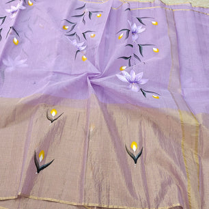 Pure Cotton Kota Half Tissue Hand Brush Paint Saree