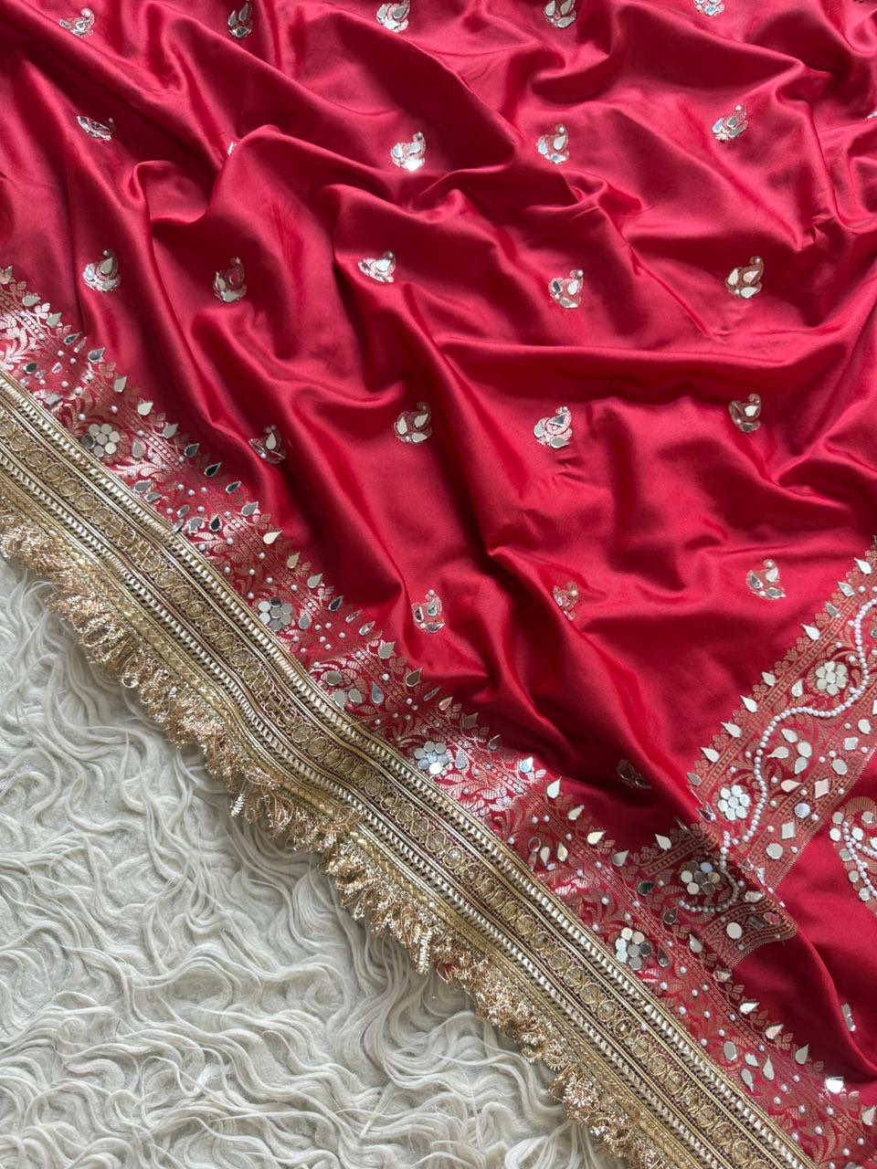 Katan Silk Saree with Lace Work