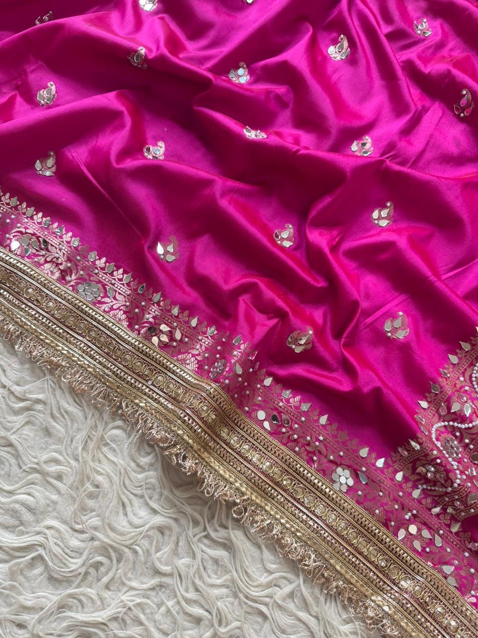 Katan Silk Saree with Lace Work