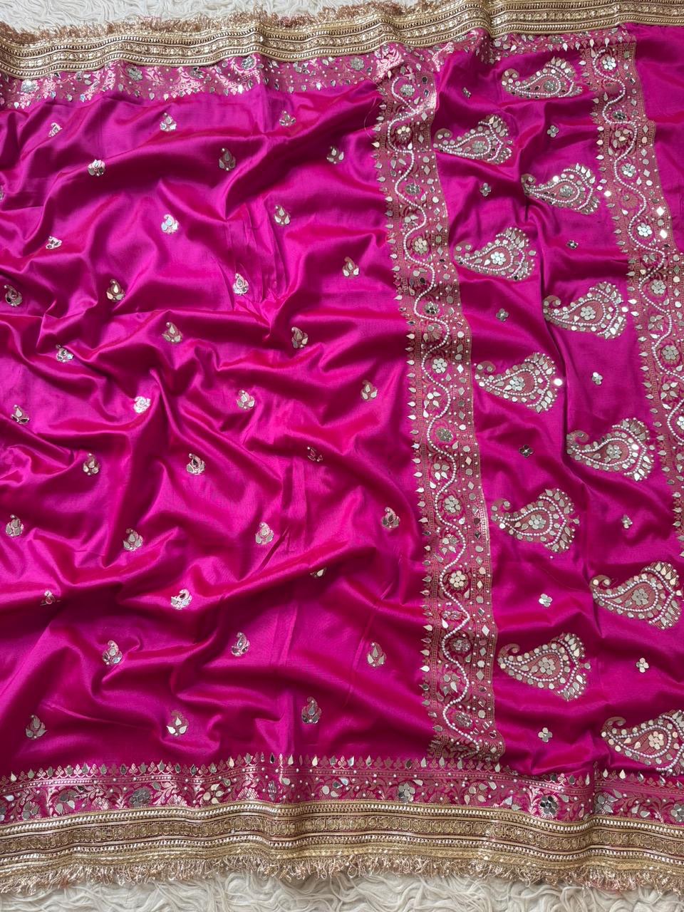 Katan Silk Saree with Lace Work