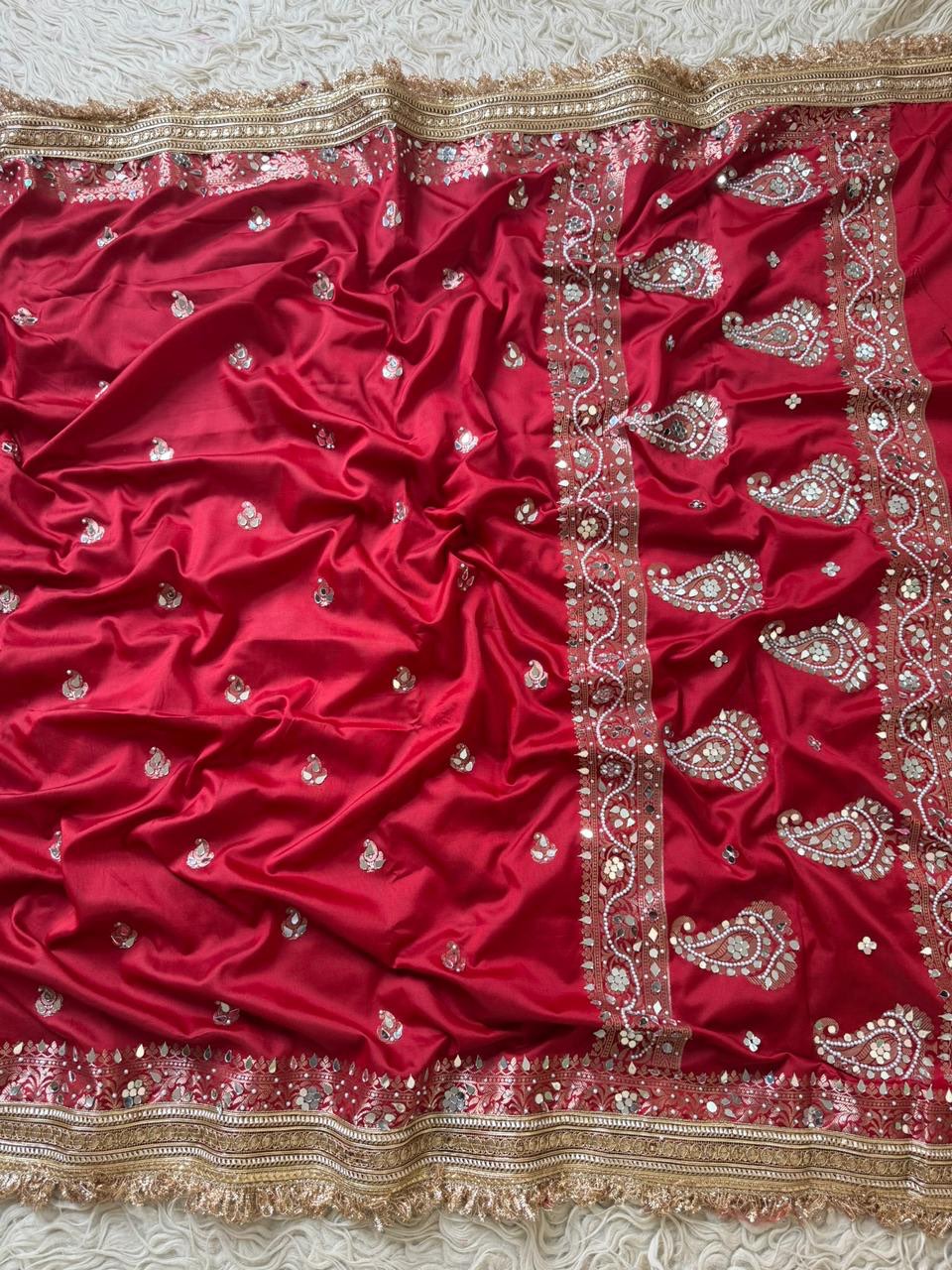 Katan Silk Saree with Lace Work