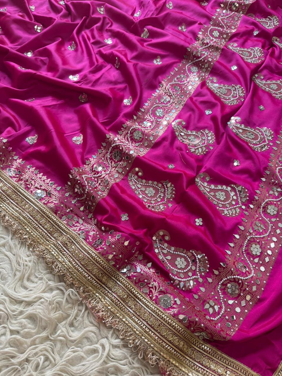 Katan Silk Saree with Lace Work