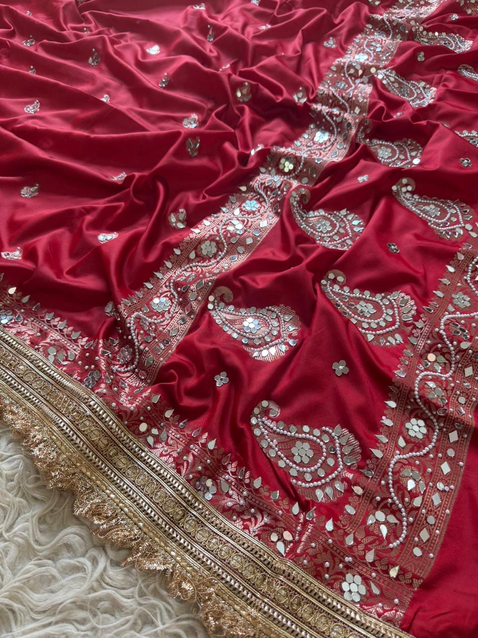 Katan Silk Saree with Lace Work