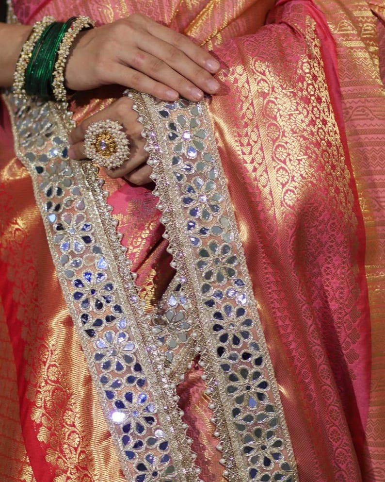 Soft Kanjivaram Silk Saree with Heavy Mirror Work
