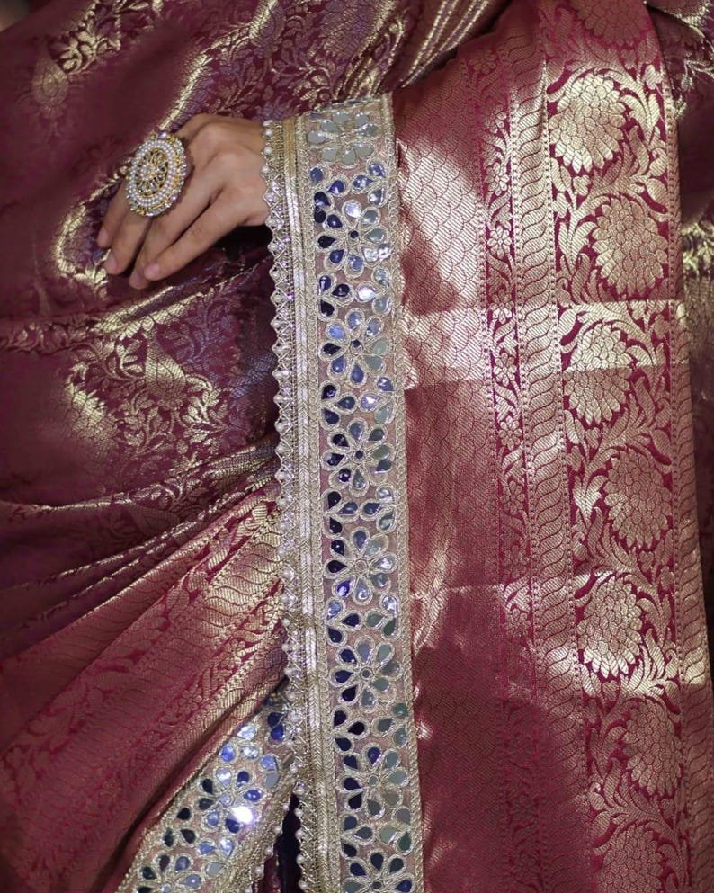 Soft Kanjivaram Silk Saree with Heavy Mirror Work