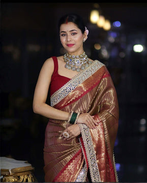 Soft Kanjivaram Silk Saree with Heavy Mirror Work
