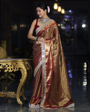 Soft Kanjivaram Silk Saree with Heavy Mirror Work