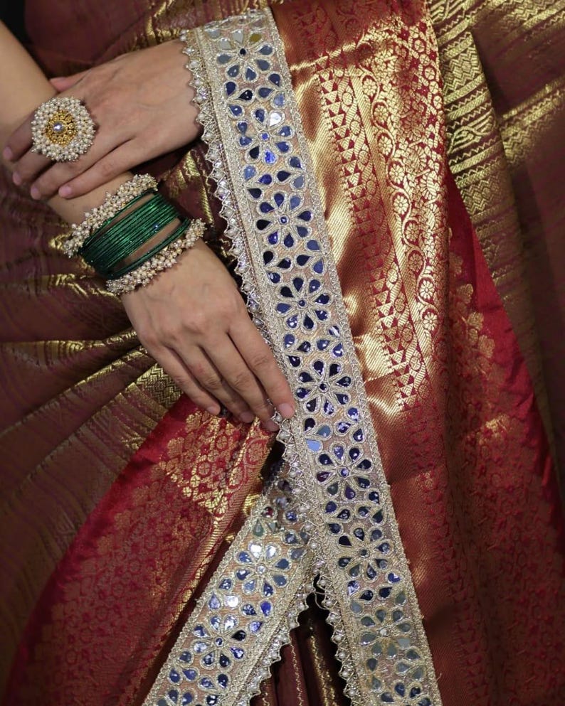 Soft Kanjivaram Silk Saree with Heavy Mirror Work