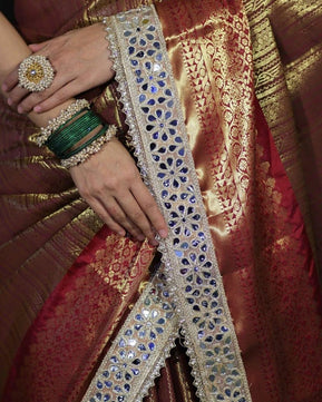 Soft Kanjivaram Silk Saree with Heavy Mirror Work