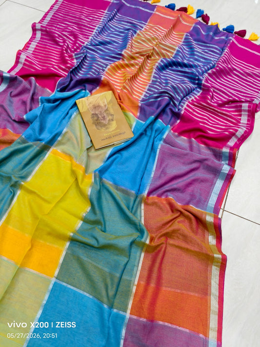 Cotton Check Saree