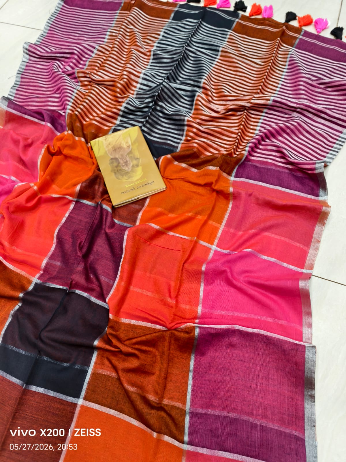 Cotton Check Saree
