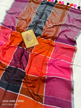Cotton Check Saree