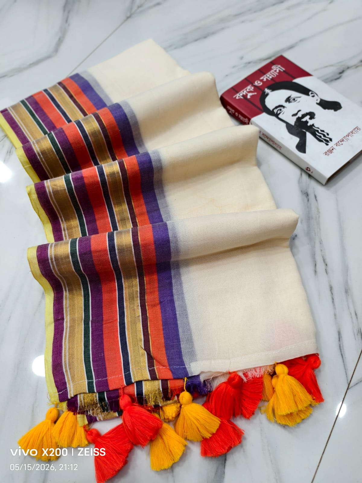 Onam Special Mulmul Cotton Saree with Zari Border