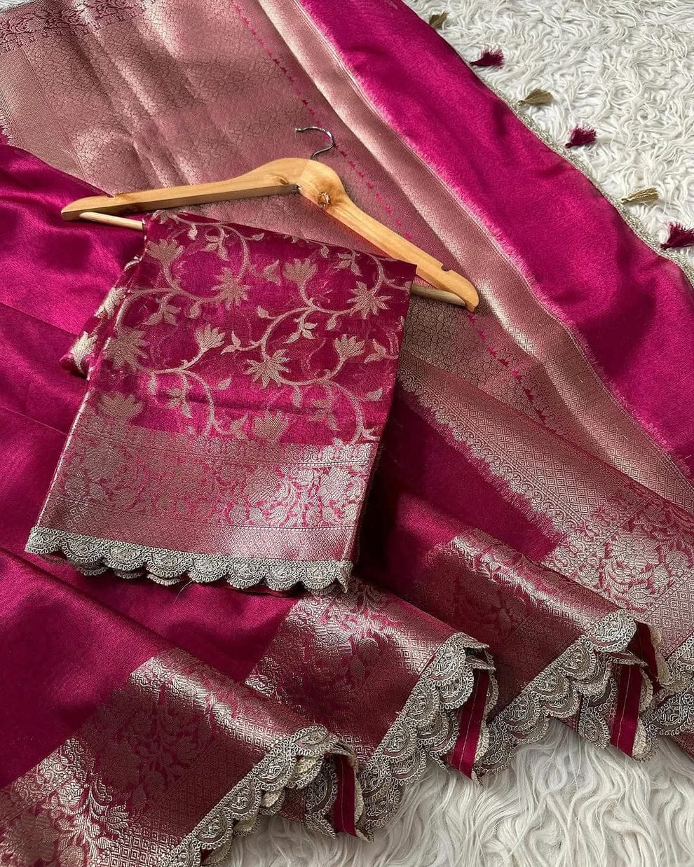 Tissue Silk Saree with Lace Work