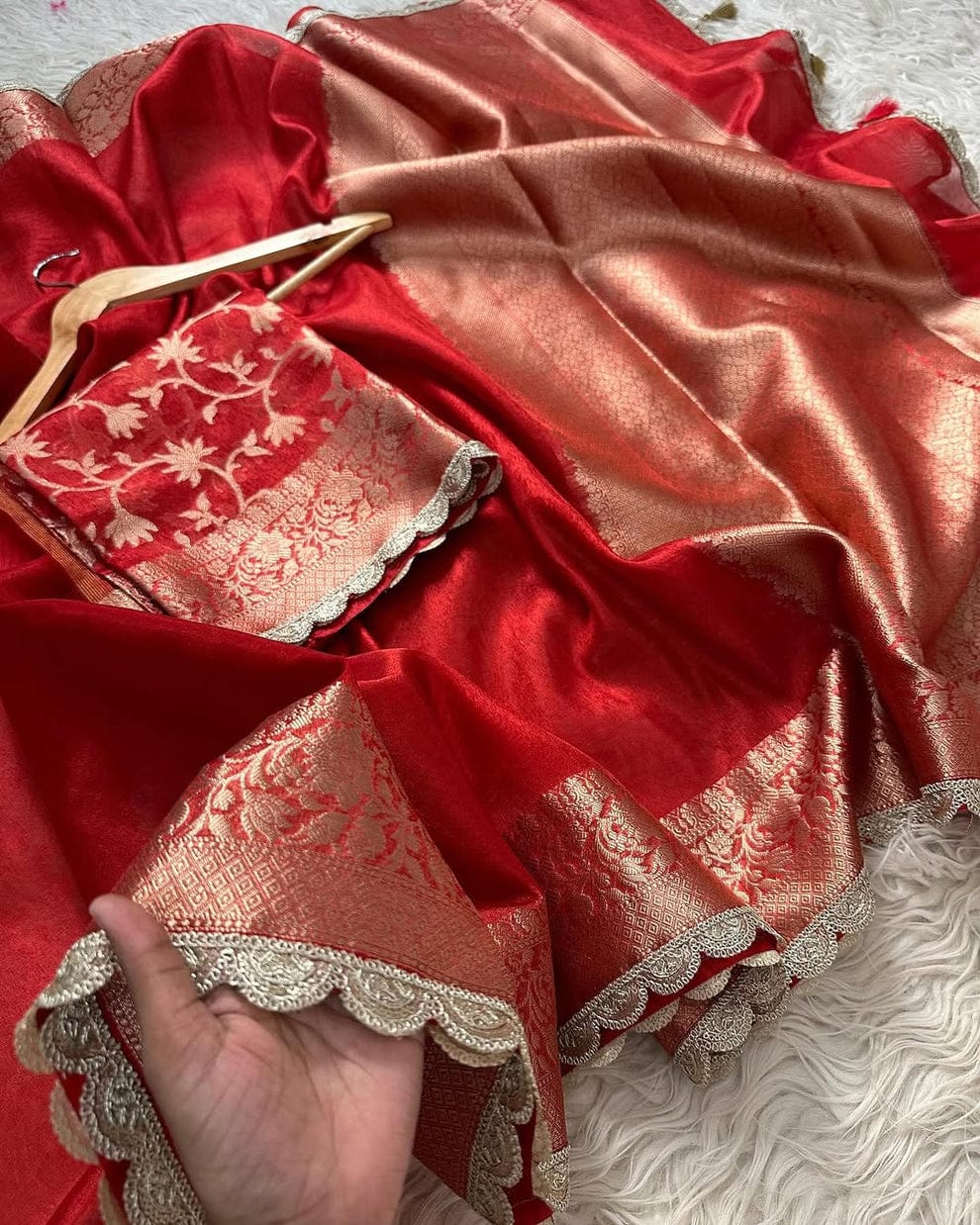 Tissue Silk Saree with Lace Work