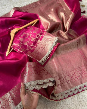 Tissue Silk Saree with Lace Work
