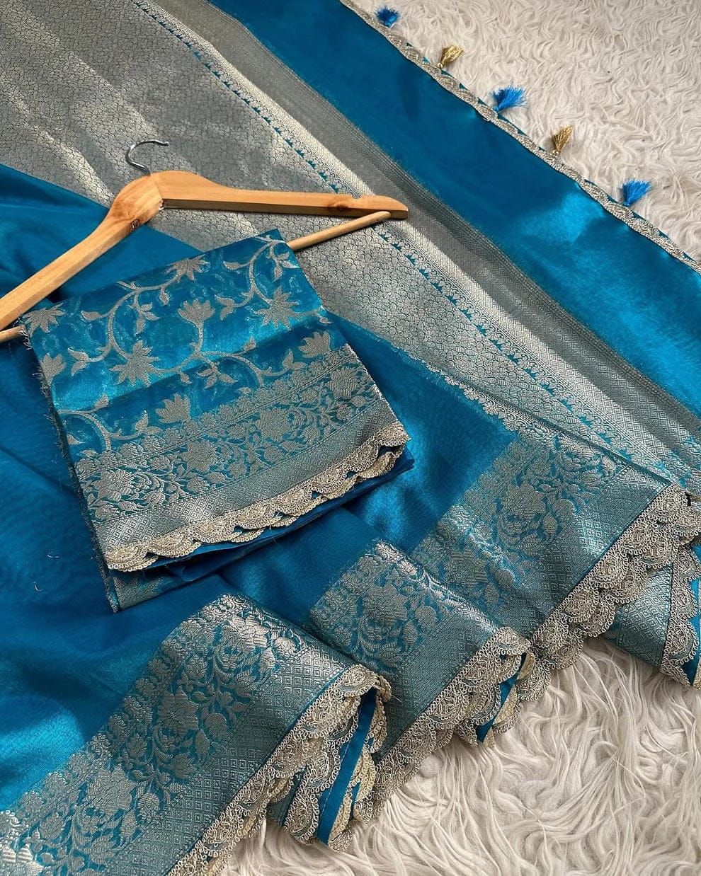 Tissue Silk Saree with Lace Work