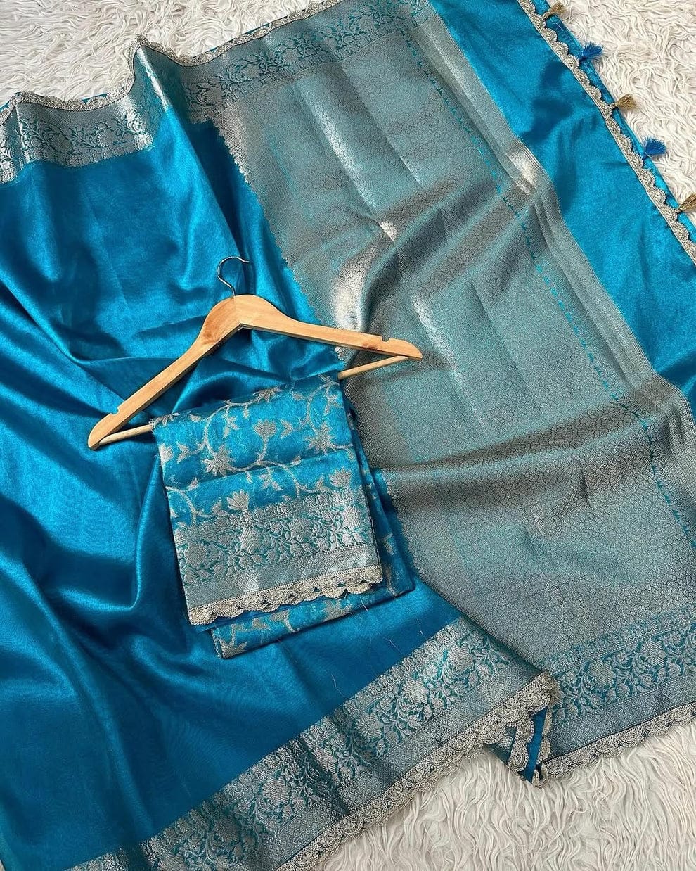 Tissue Silk Saree with Lace Work