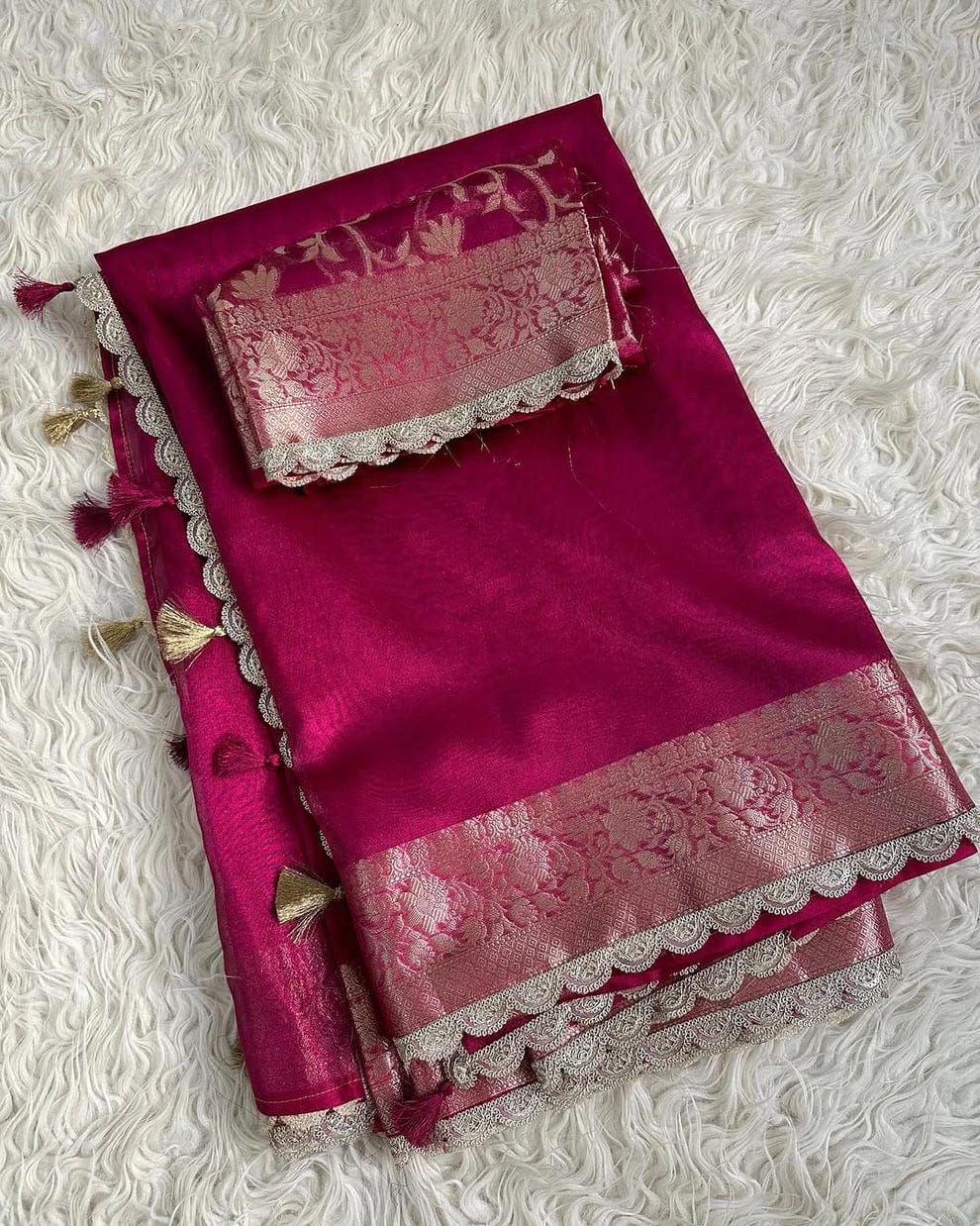 Tissue Silk Saree with Lace Work