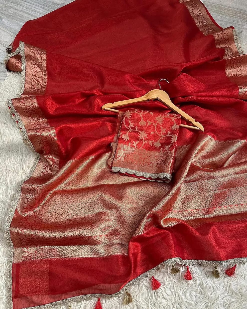 Tissue Silk Saree with Lace Work