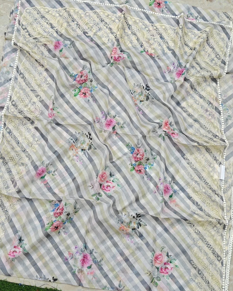 Soft Silk Kota Digital Print Saree with Embroidery Work
