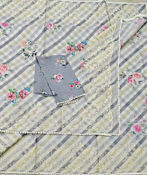 Soft Silk Kota Digital Print Saree with Embroidery Work