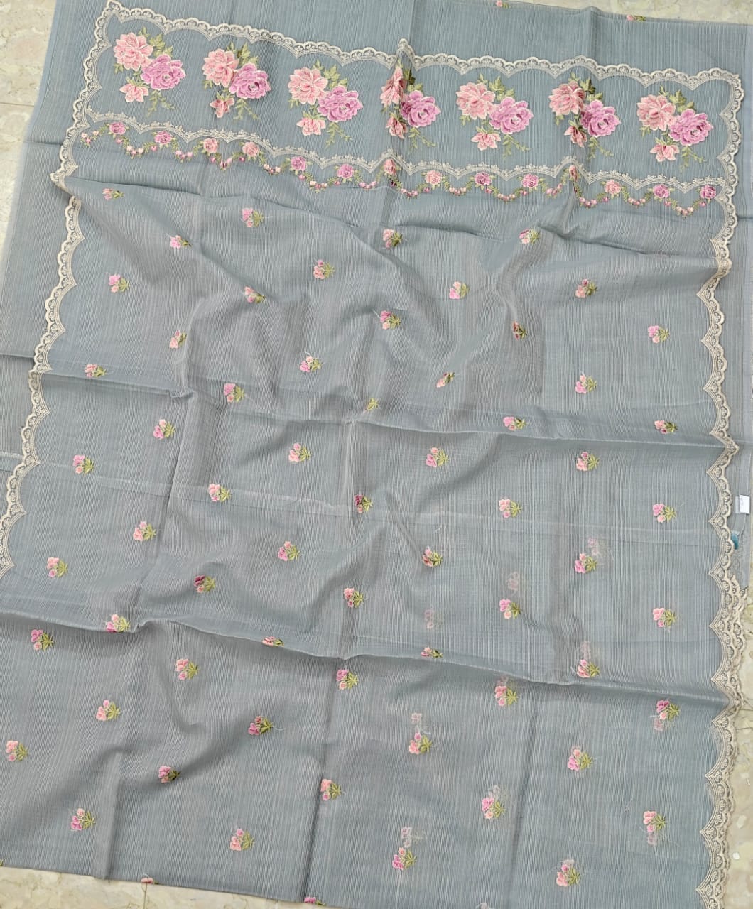 Katan Silk Kota Saree with Embroidery Work
