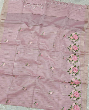 Linen Kota Saree with Embroidery Work