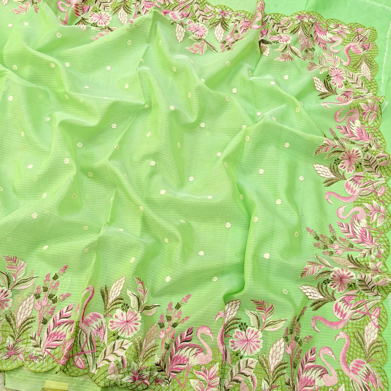 Soft Silk Kota Saree with Embroidery Work