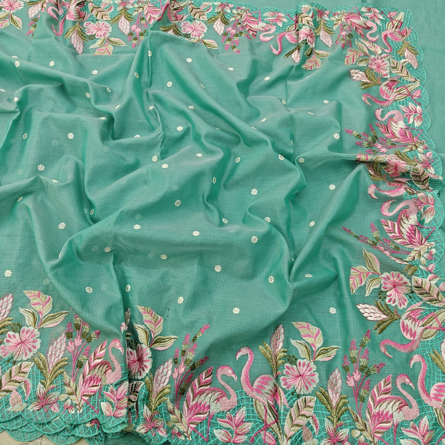 Soft Silk Kota Saree with Embroidery Work