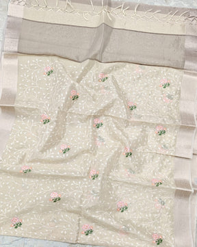 Tissue Kota Embroidery Work Saree