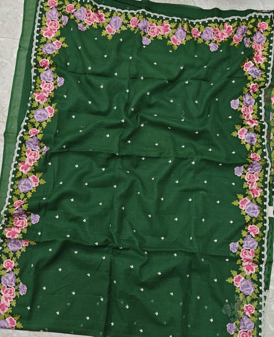 Pure Cotton Kota Saree with Embroidery Work